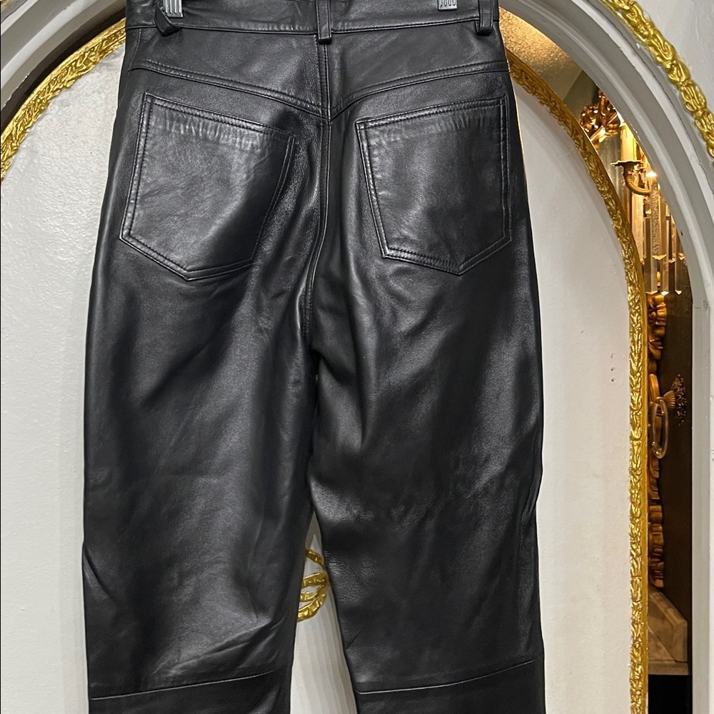Vintage 90s Saguaro Genuine Leather Pants High Rise Mom Jean Fit Size 6 - Picture 4 of 7
